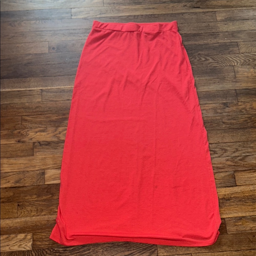 Ambiance Orange Pink Maxi Pencil Skirt Casual